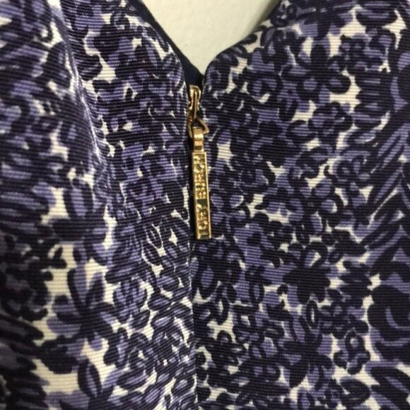 Tory Burch Purple Floral V Neck Sleeveless Sheath Knee Length Work Party size 4 - Picture 10 of 10